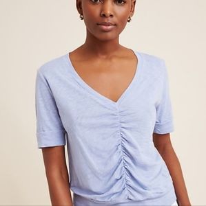 Anthropologie Stateside Lilac Short Sleeve Ruched Tee Top Size XS NEW NWT